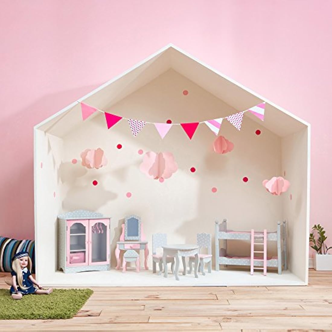 Olivia's Little World Wooden Doll Closet for 18" Dolls – Grey/Pink