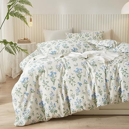 King Floral Duvet Cover Set | 100% Cotton 3-Piece Bedding