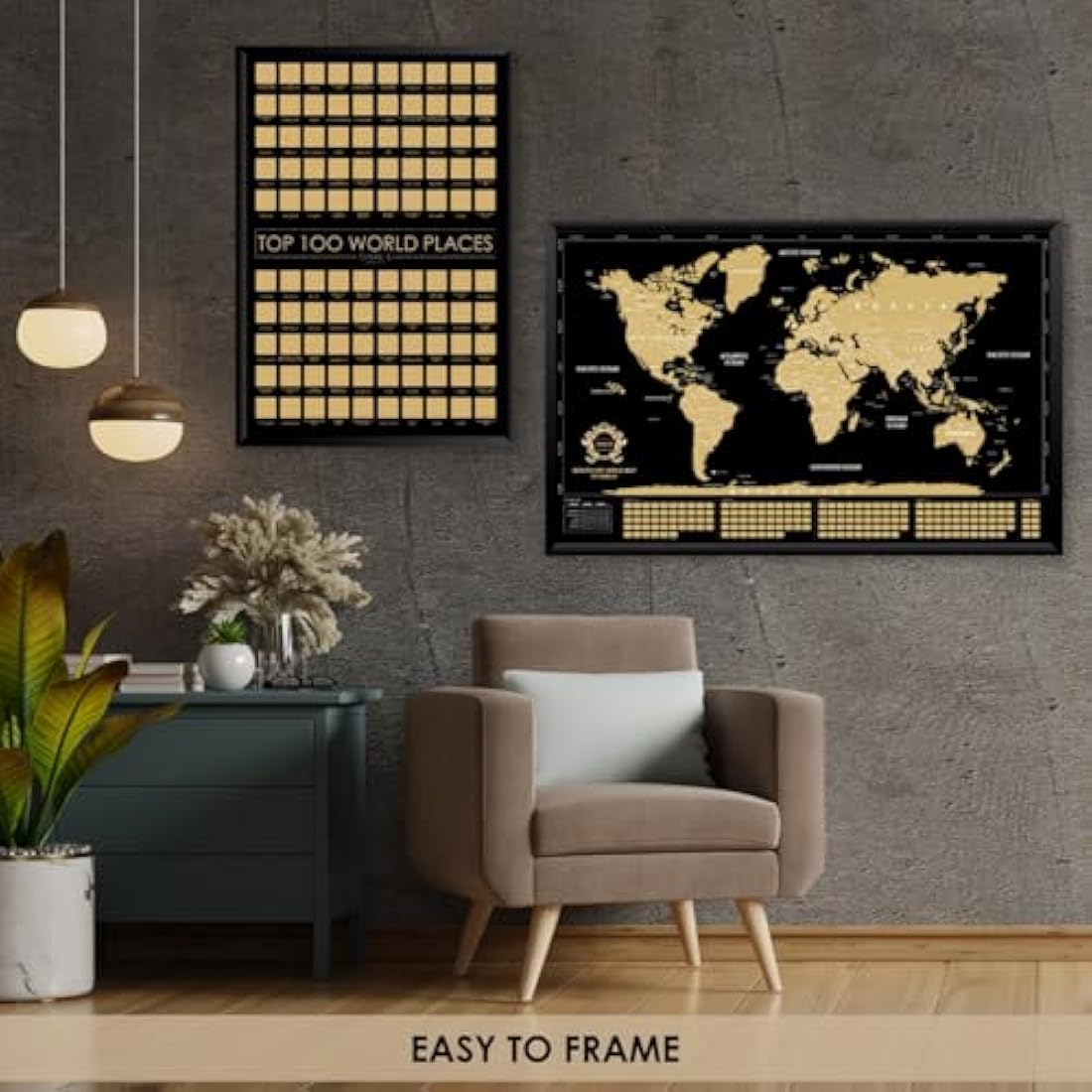 Jolof Store Scratch Off World Map & Top 100 Places Poster Gift Set