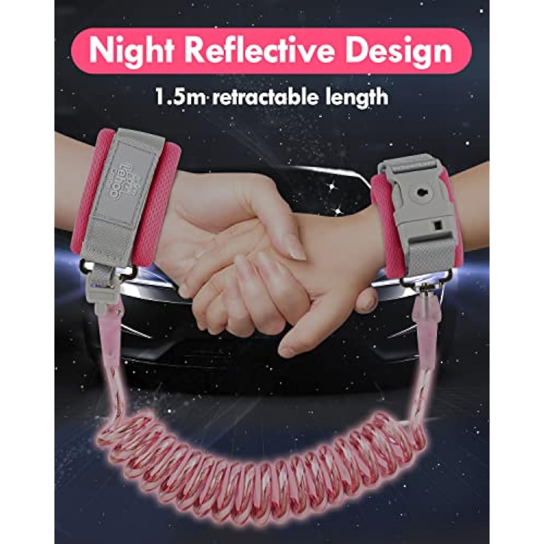 Lehoo Castle Anti Lost Toddler Reins | Reflective Safety Harness - Pink