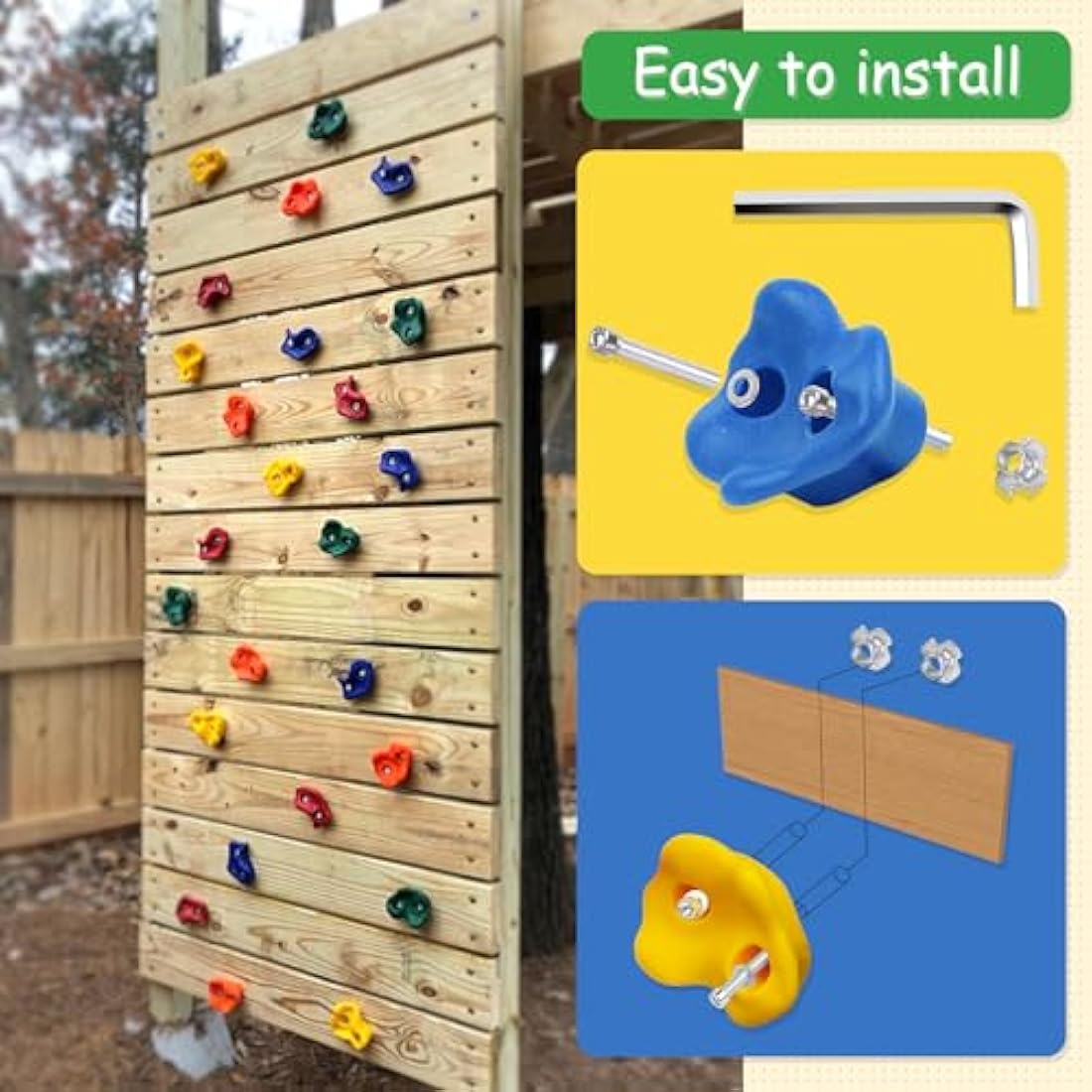Trymaker Rock Climbing Holds - Indoor and Outdoor Kids Climbing Set