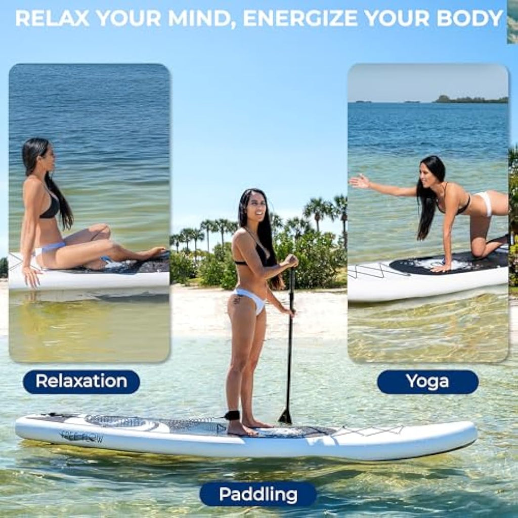 SereneLife Inflatable Stand Up Paddle Board | 10.5ft Non-Slip SUP Kit