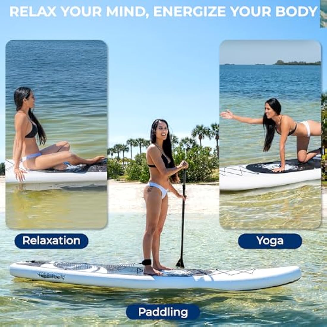 SereneLife Inflatable Stand Up Paddle Board | 10.5ft Non-Slip SUP Kit