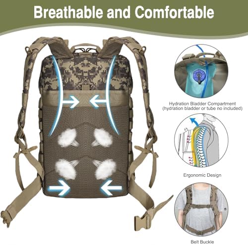 WOLT Tactical Military Backpack - 45L Large 3 Day Assault Pack for Hiking
