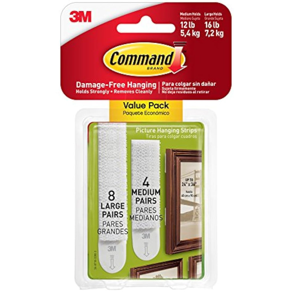 Command Picture Hanging Strips Value Pack – 12 Pairs, White, Damage-Free