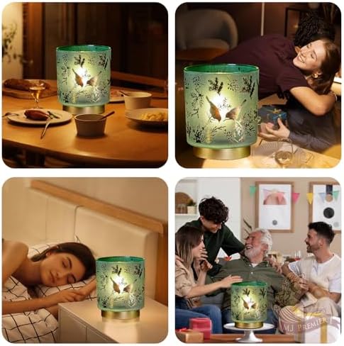 MJ PREMIER Cordless Battery Table Lamp | Teal Marble Glass with Timer