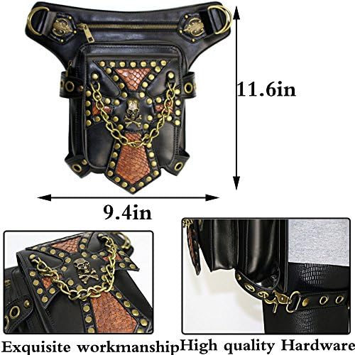 FiveloveTwo Steampunk PU Leather Tactical Drop Leg Bag & Waist Pack