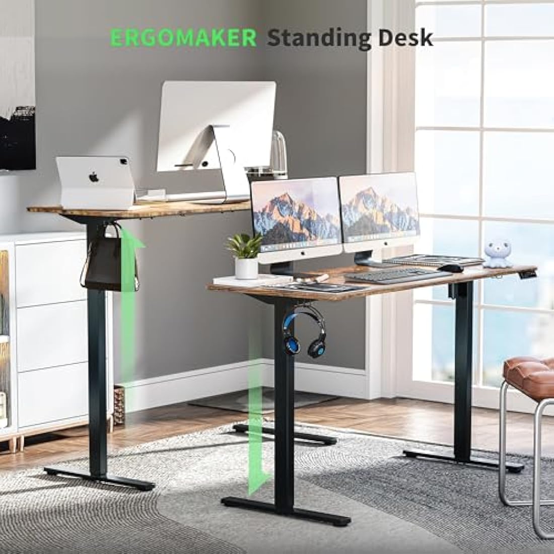 ERGOMAKER Electric Standing Desk – 140x60cm Height Adjustable Desk