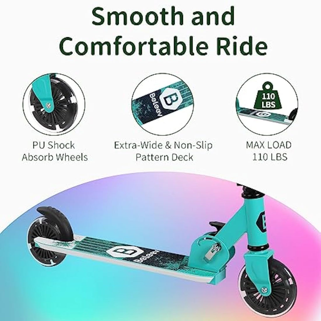 BELEEV V2 Kids Kick Scooter – Foldable 2-Wheel Scooter with Light-Up Deck