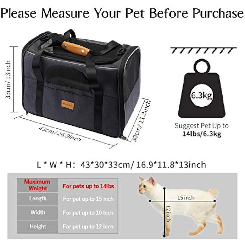 Morpilot Airline Approved Pet Carrier – Foldable Soft Sided Cat Travel Bag