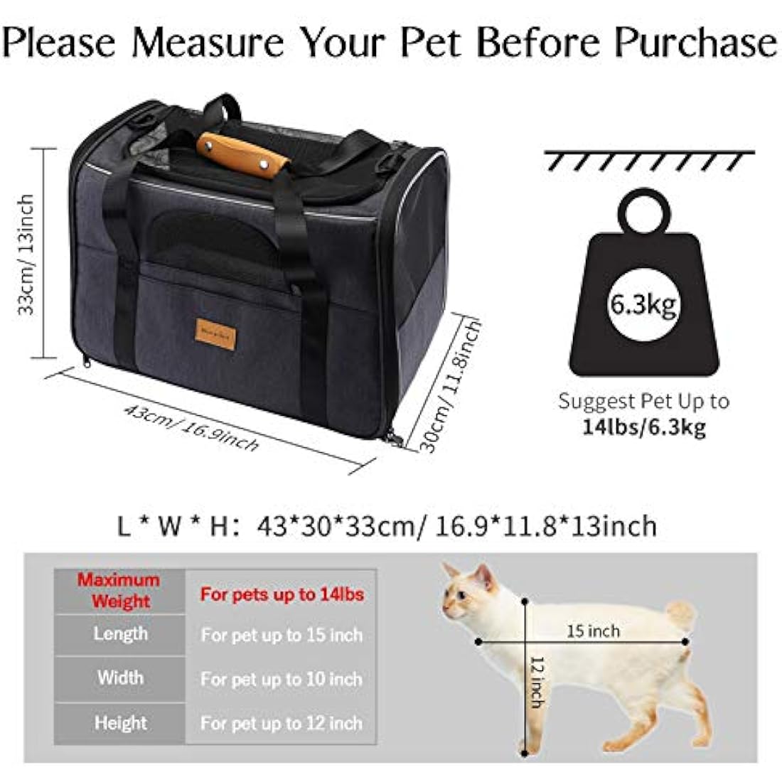Morpilot Airline Approved Pet Carrier – Foldable Soft Sided Cat Travel Bag