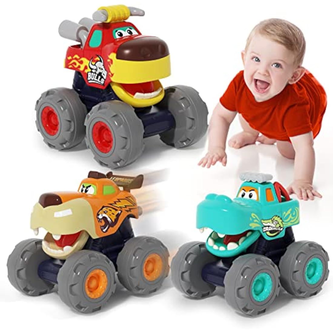 SunnyPal Animal Monster Truck Toy Cars - 3 Pack Toddler Birthday Gift