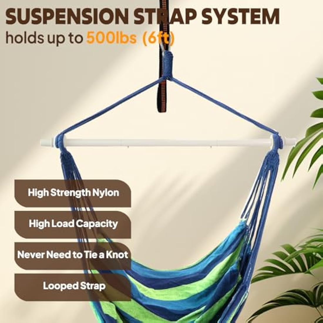 Hammock Chair – Portable Hanging Swing with Spreader Bar