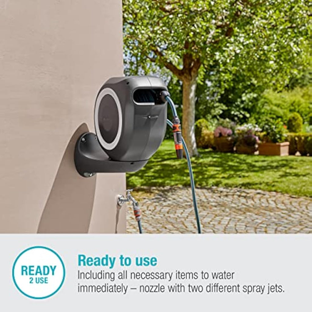 Gardena Wall-Mounted Hose Box RollUp M | 20m Automatic Hose Reel