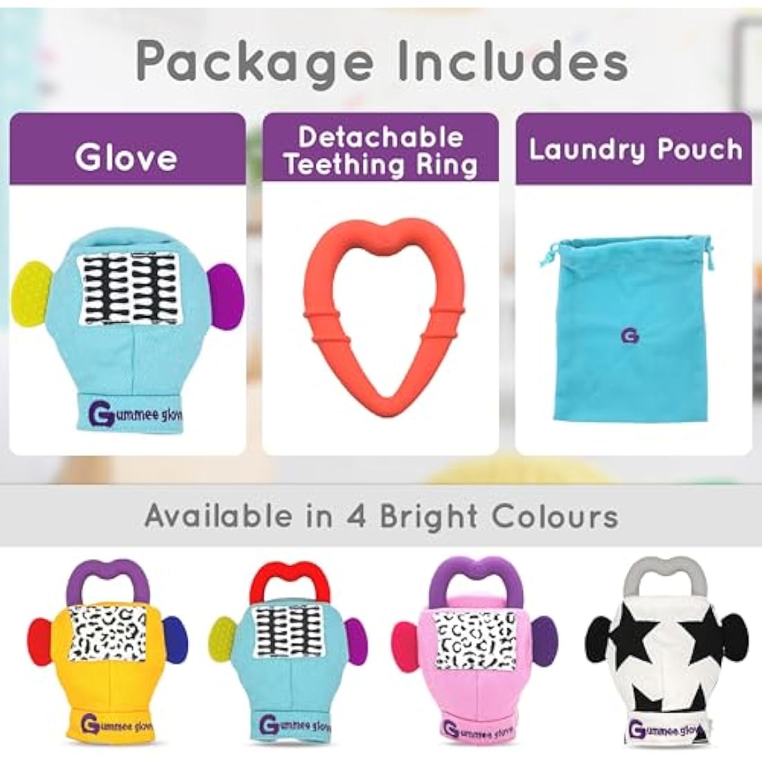 Gummee Glove Baby Teething Mitten – Detachable Silicone Teether (3-6 Months)
