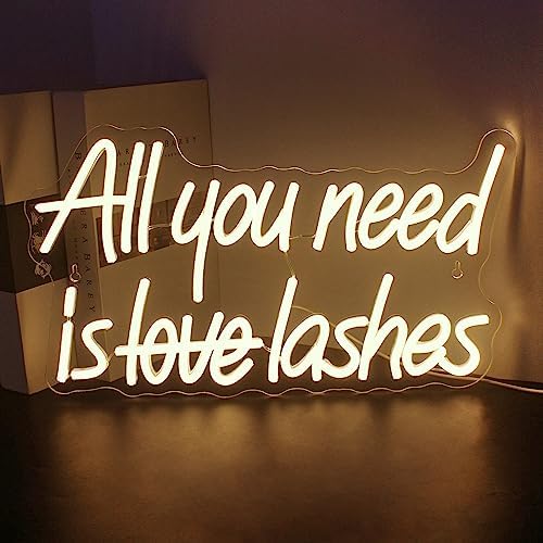 Looklight All You Need is Lashes Neon Sign | Warm White LED Wall Decor