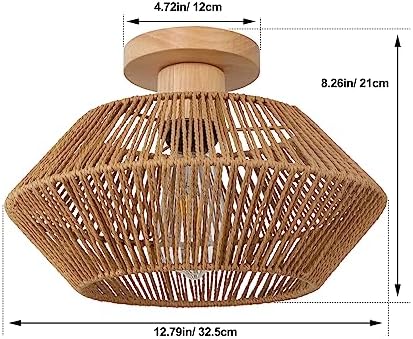 LynPon Woven Rattan Ceiling Light – Boho Farmhouse Cage Chandelier
