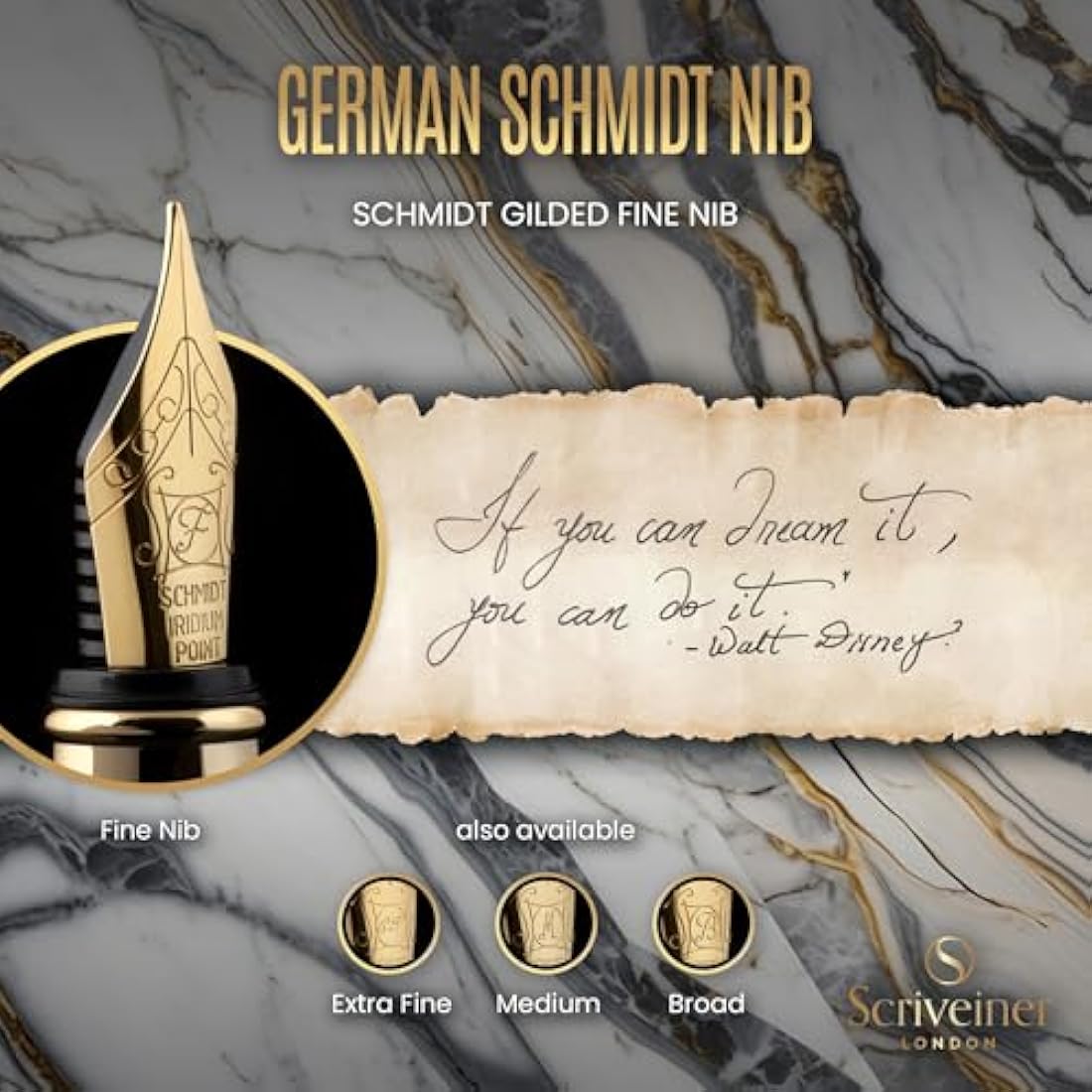 Silver Chrome Fountain Pen – Fine Schmidt Gilded Nib