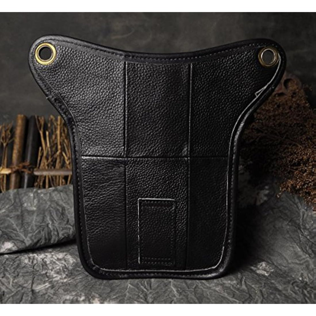 Mens Genuine Leather Motorcycle Drop Leg Bag Waist Pack