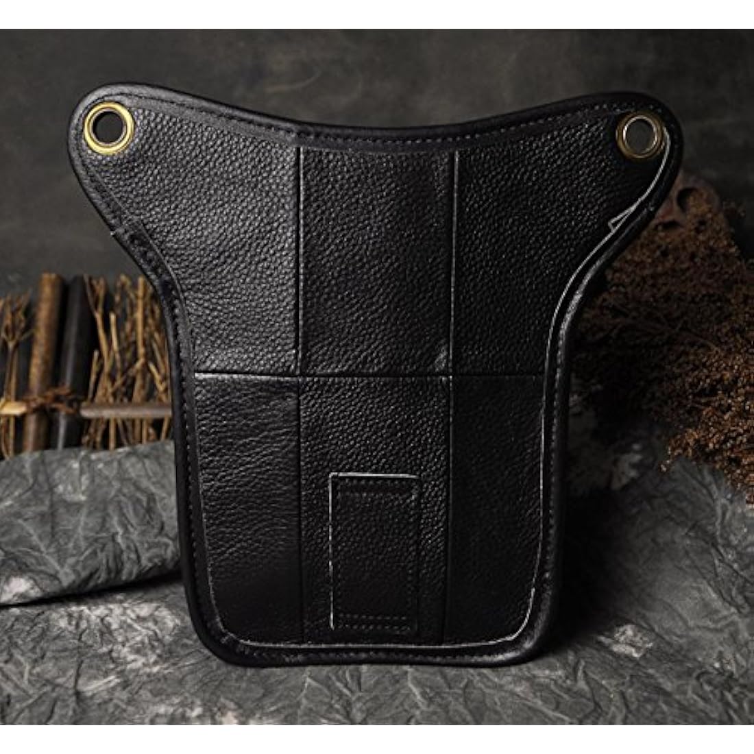 Mens Genuine Leather Motorcycle Drop Leg Bag Waist Pack