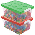 Greentainer Toy Storage Organizer Bins with Building Baseplate - Set of 2