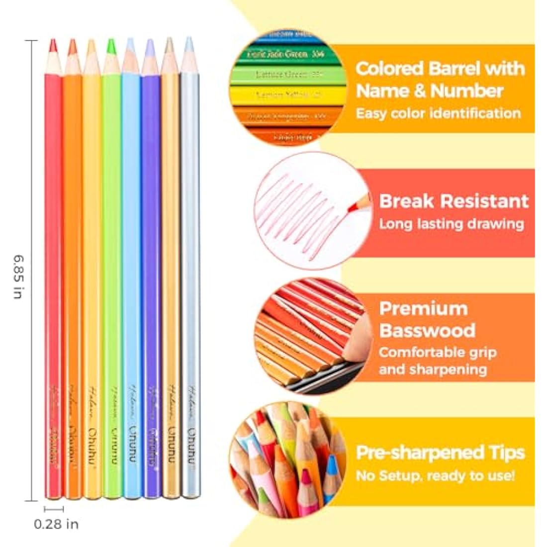 Ohuhu 72 Colouring Pencils | Oil-Based Soft Core Professional Set