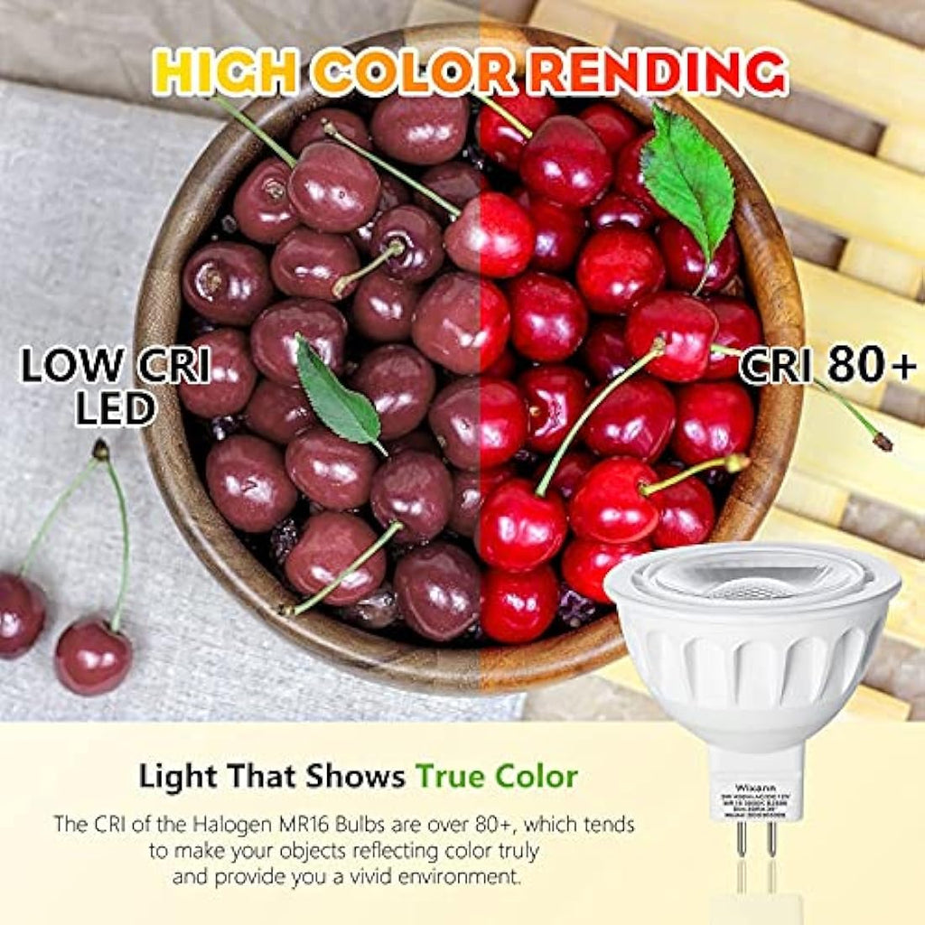 Wixann MR16 GU5.3 LED Bulbs Dimmable | 3000K Warm White 50W Equiv | 10-Pack