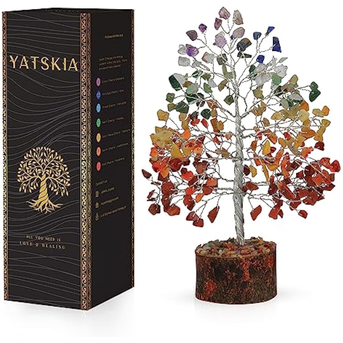 7 Chakra Crystal Tree of Life – 10" Feng Shui Gemstone Bonsai