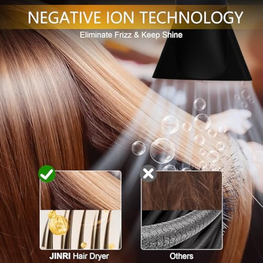 JINRI 2400W Professional Ionic Hair Dryer with Diffuser and Concentrator