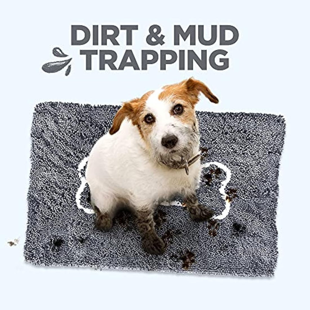 Microfiber Dog Doormat – Large 26x36 Grey/White Bone
