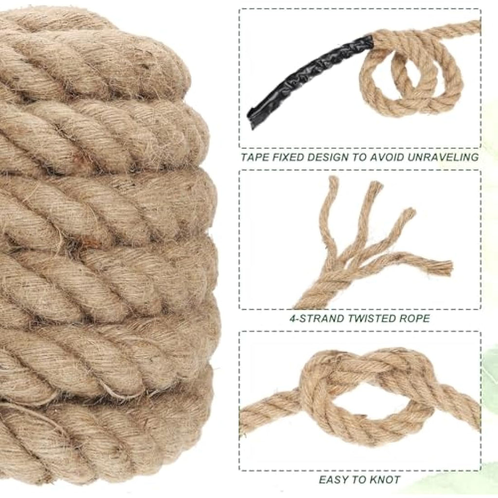 PATIKIL 1.5" x 50 Ft Twisted Manila Jute Rope for Tug of War & Decor