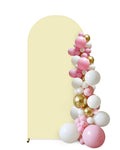 JEBUTU Beige Spandex Wedding Arch Cover | 2.6x6ft Fitted Backdrop