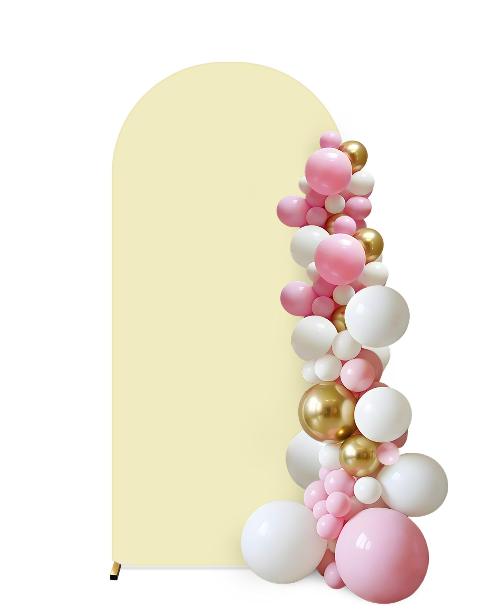JEBUTU Beige Spandex Wedding Arch Cover | 2.6x6ft Fitted Backdrop