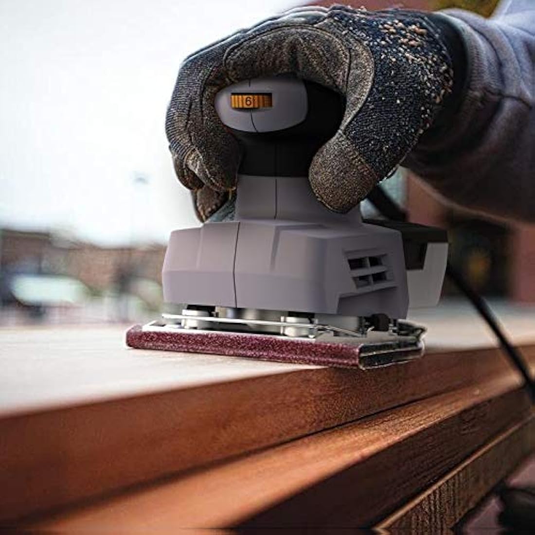 Jellas 220W 1/3 Sheet Sander - 6 Variable Speed Electric Wood Sander