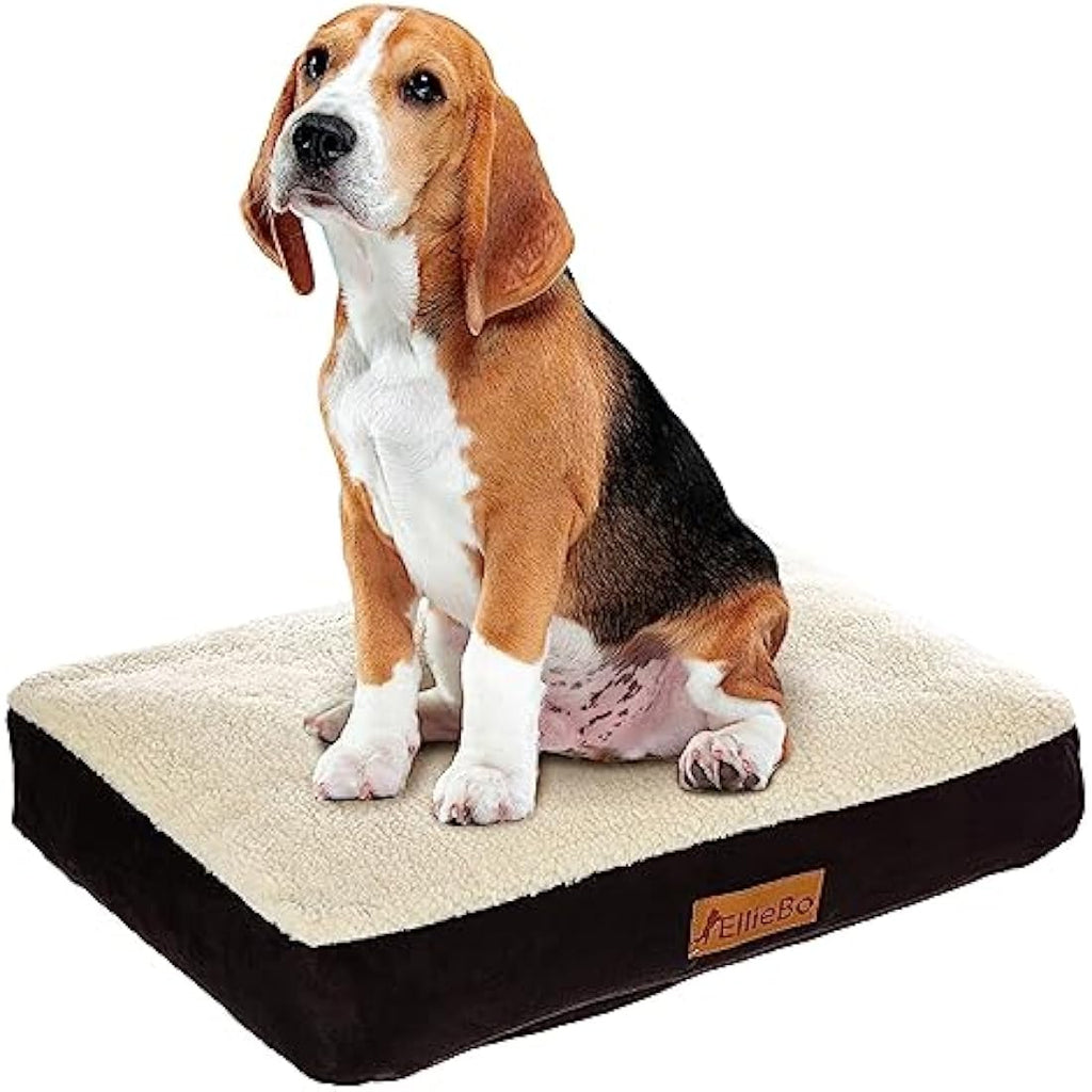 Ellie-Bo XL Dog Crate Bed – Washable Faux Suede & Sheepskin Mattress