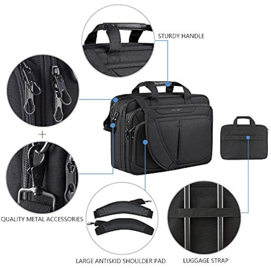 KROSER 17.3" Expandable Laptop Bag | Water-Repellent RFID Briefcase