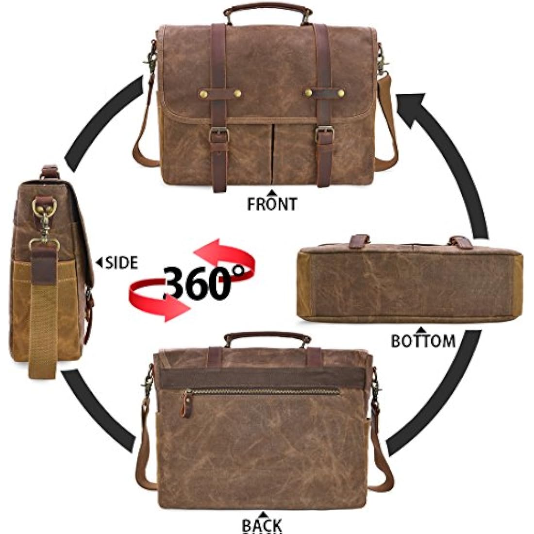 Mens 15.6 Laptop Messenger Bag – Waterproof Canvas Satchel