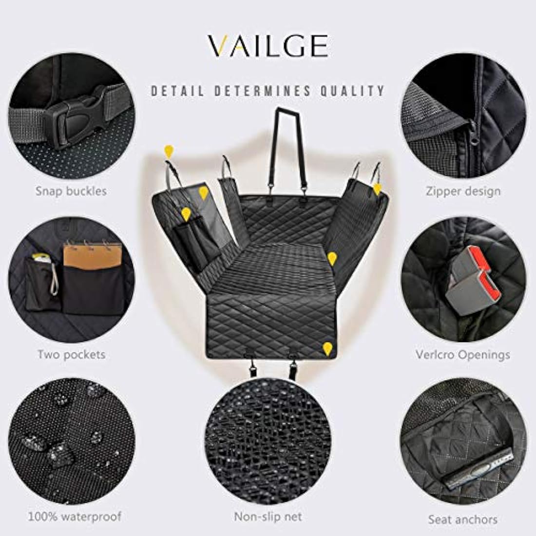 Vailge Waterproof Dog Car Seat Cover – Mesh Window Backseat Hammock