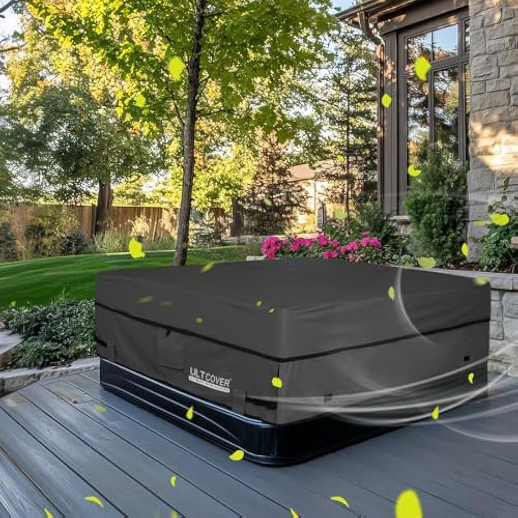 ULTCOVER Waterproof 600D Polyester Square Hot Tub Cover, 95x95, Black