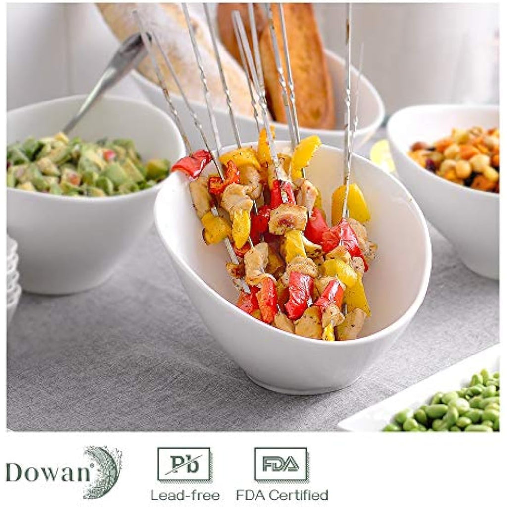 DOWAN White Porcelain Slanted Salad Bowls - 26oz Ceramic Serving Set of 2