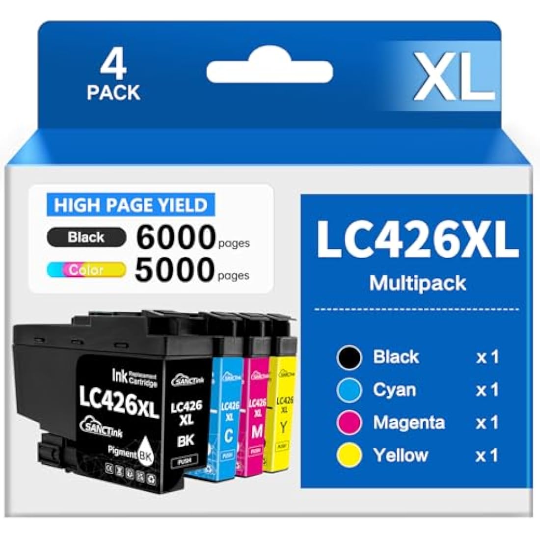 SANCTink LC426XL High Yield Ink Cartridges for Brother MFC-J4540DW, 4 Pack