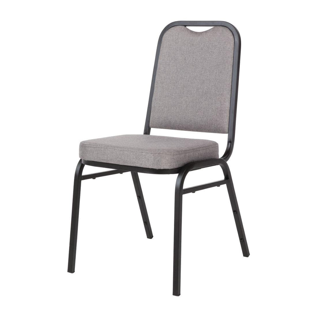 Bolero Square Back Stacking Banquet Chairs, Black & Grey Pack of 4 - image 3