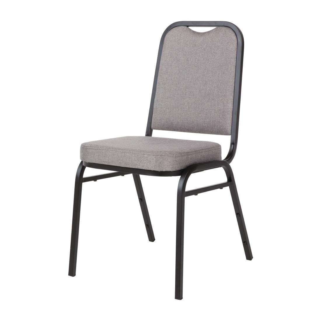 Bolero Square Back Stacking Banquet Chairs, Black & Grey Pack of 4 - image 3