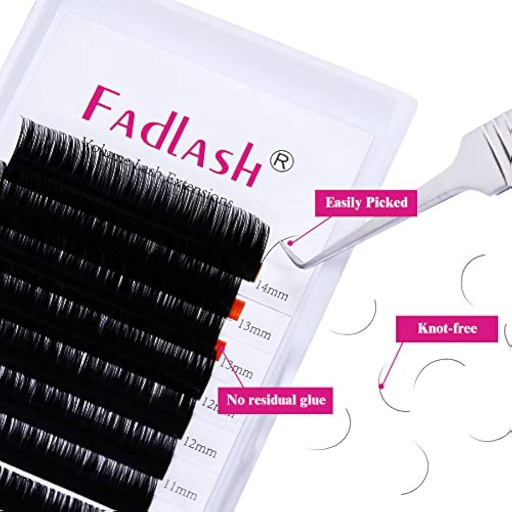 Fadlash Classic Eyelash Extensions | 0.10mm D Curl Matte Black Lashes
