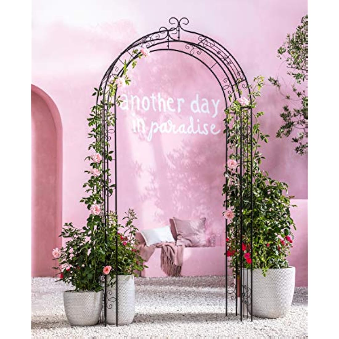 Dehner Belmont Metal Rose Arch – Black Weatherproof Garden Trellis
