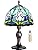 MIAOKE Stained Glass Table Lamp – Vintage Blue Tulip Bedside Light