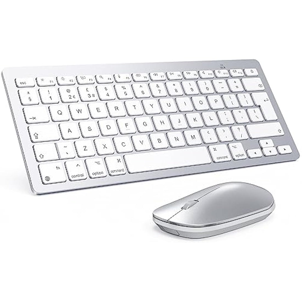 OMOTON Wireless Bluetooth Keyboard and Mouse Set for Mac – Silver UK Layout