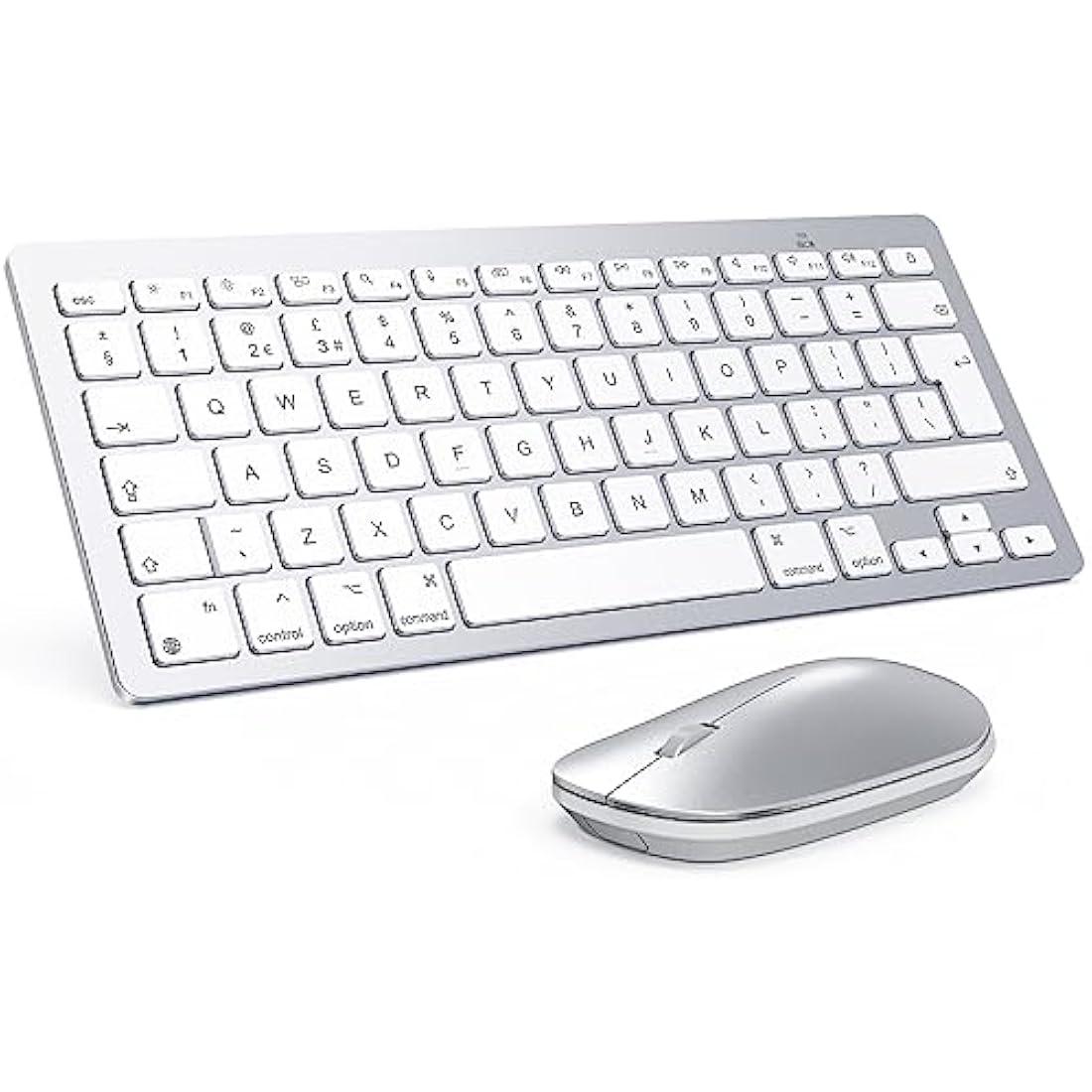 OMOTON Wireless Bluetooth Keyboard and Mouse Set for Mac – Silver UK Layout