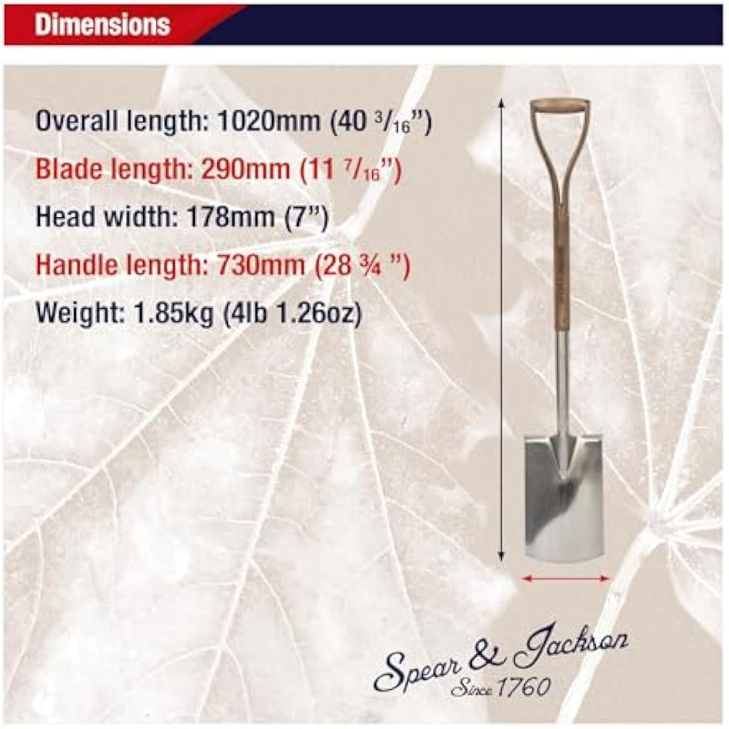 Spear & Jackson Stainless Steel Digging Spade – Hardwood Wishbone Handle