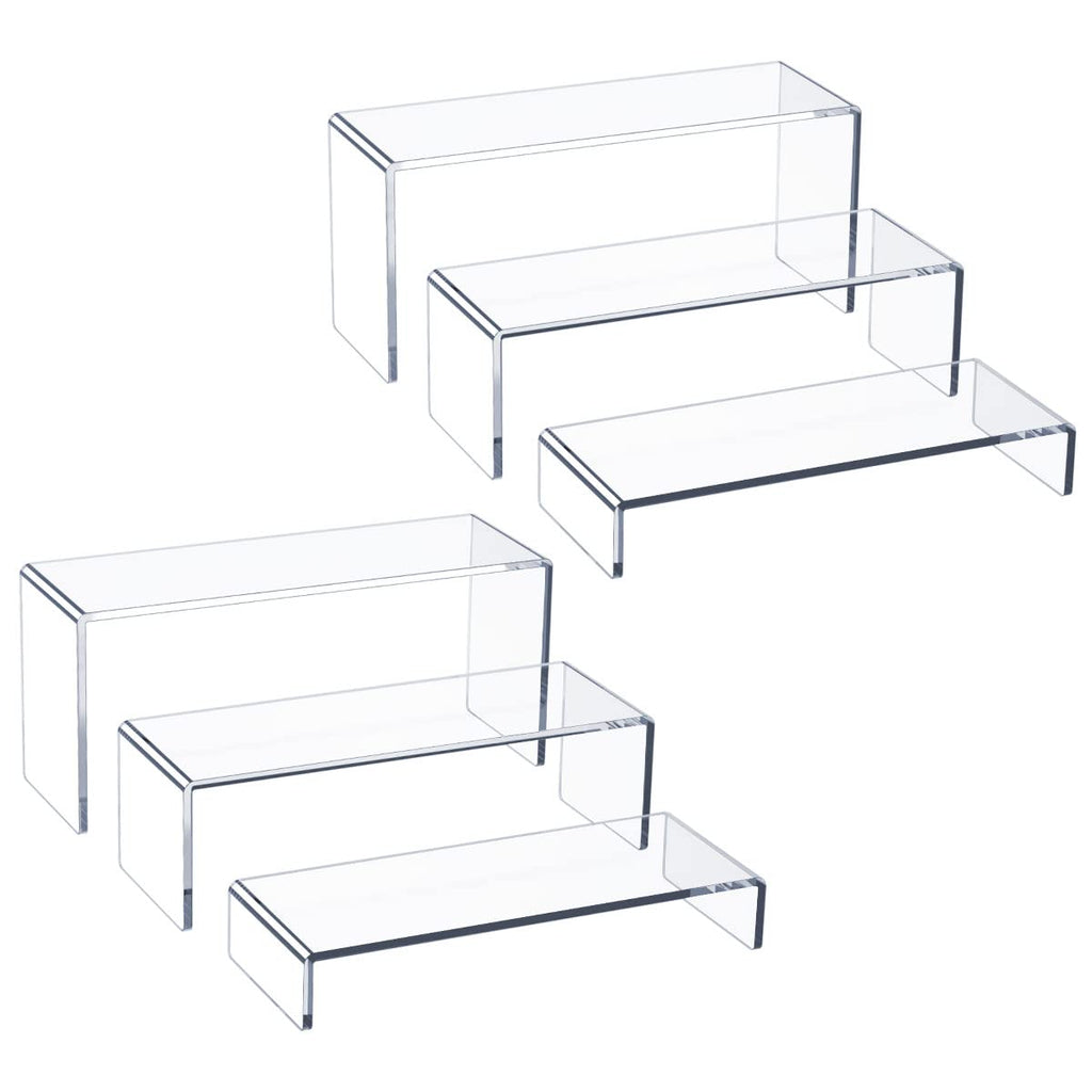 HIIMIEI Clear Acrylic Display Risers | 5mm Thick 6-Piece Stand Set